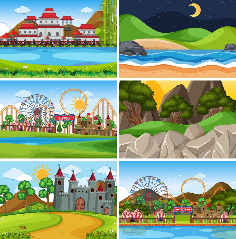 A set of outdoor scene including water vector