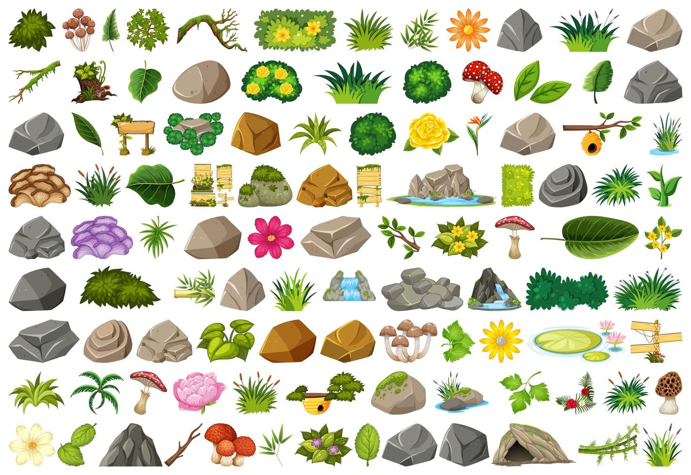 Set of isolated gardening and outdoor objects vector