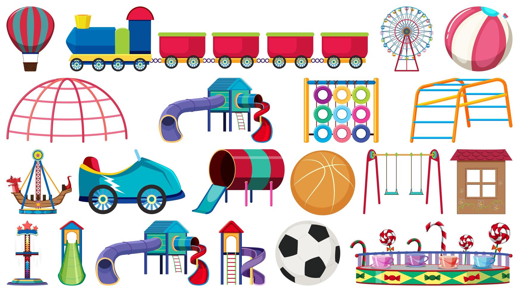 Set of playground equipment vector