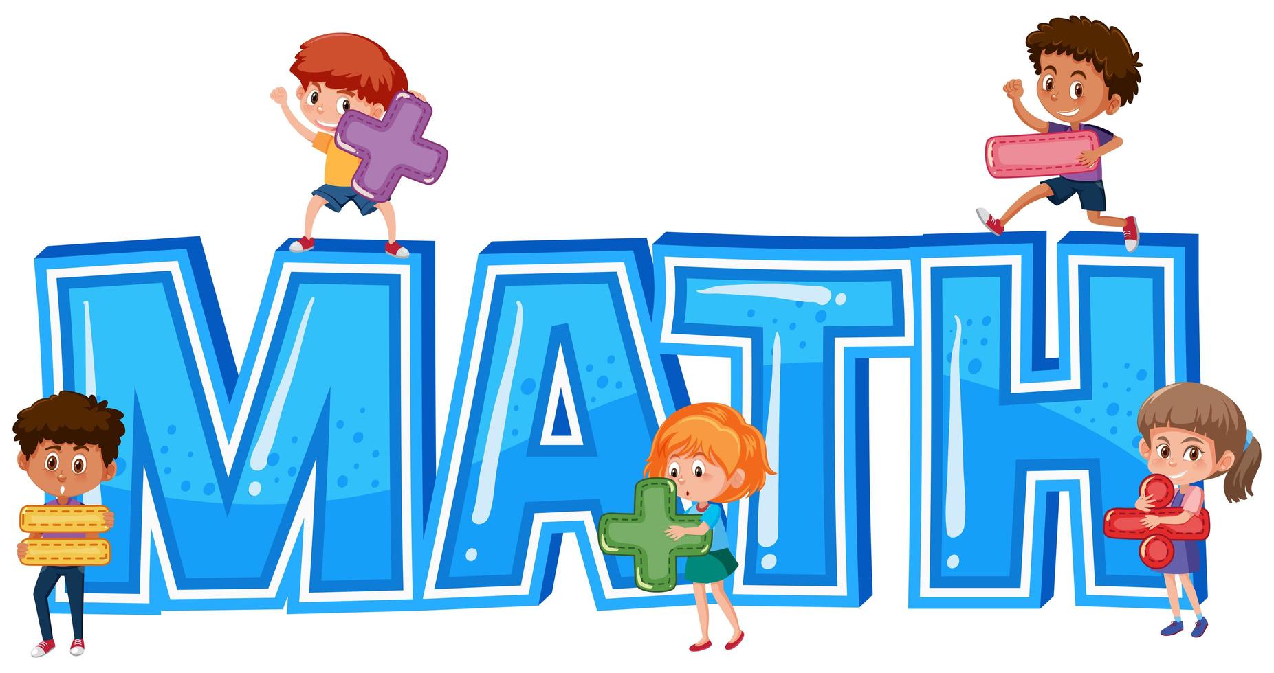 Palabra matemática con niños vector