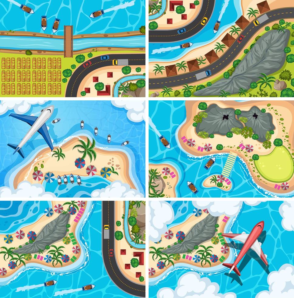 Aerial view scenes set vector