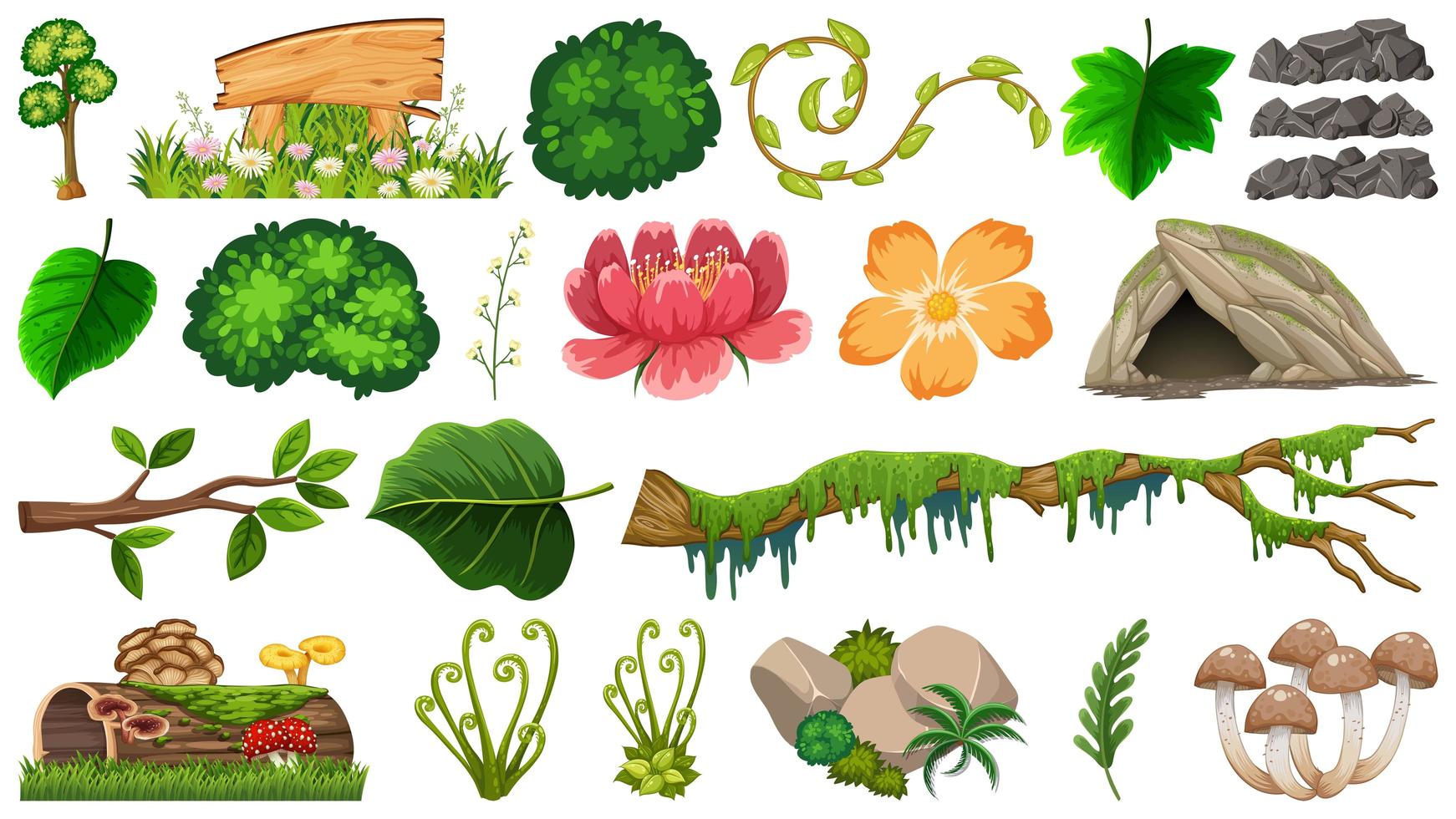 Conjunto de diferentes objetos de la naturaleza. vector