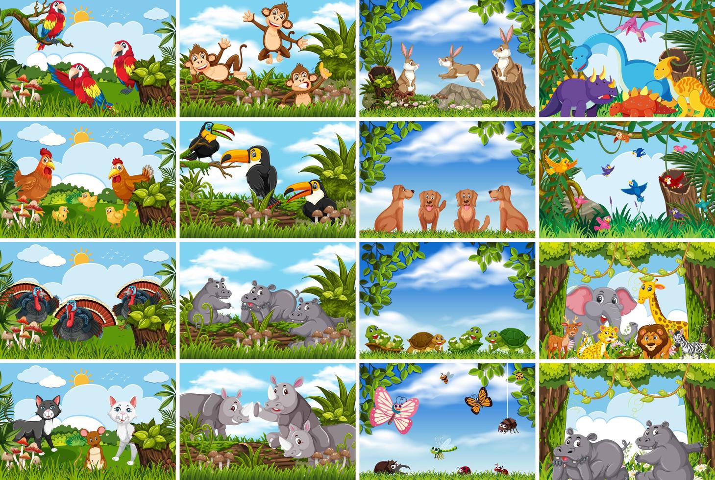 nature scenes with animals  vector