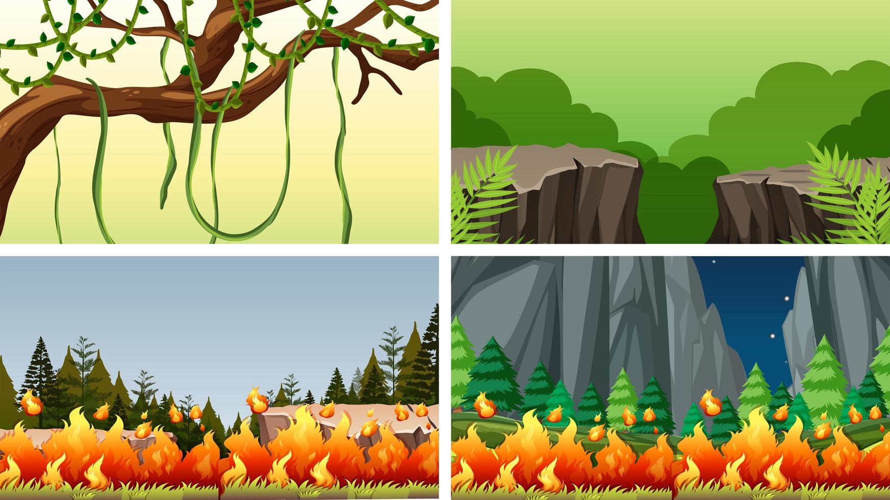 Conjunto de escenas en la naturaleza. vector