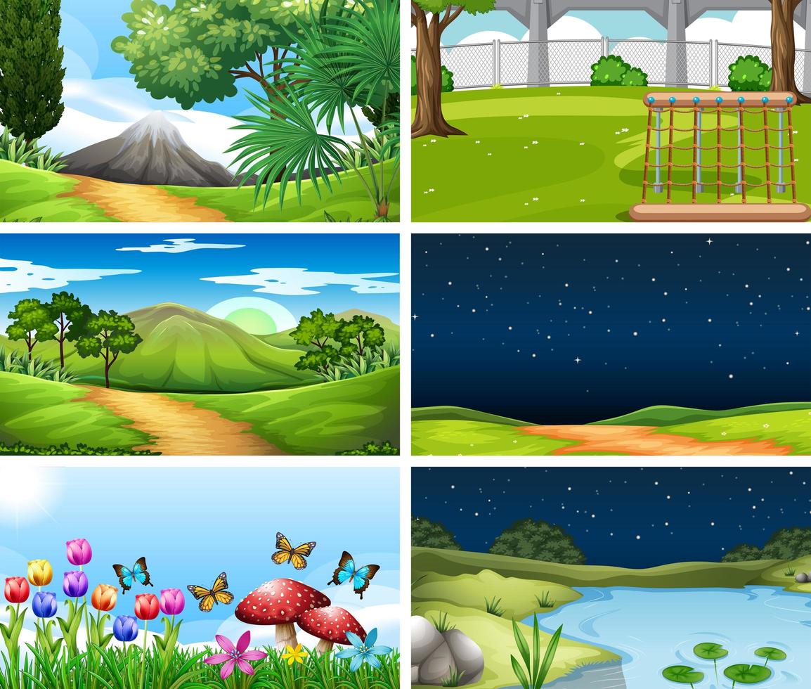 Set of outdoor nature scenes blank empty templates vector