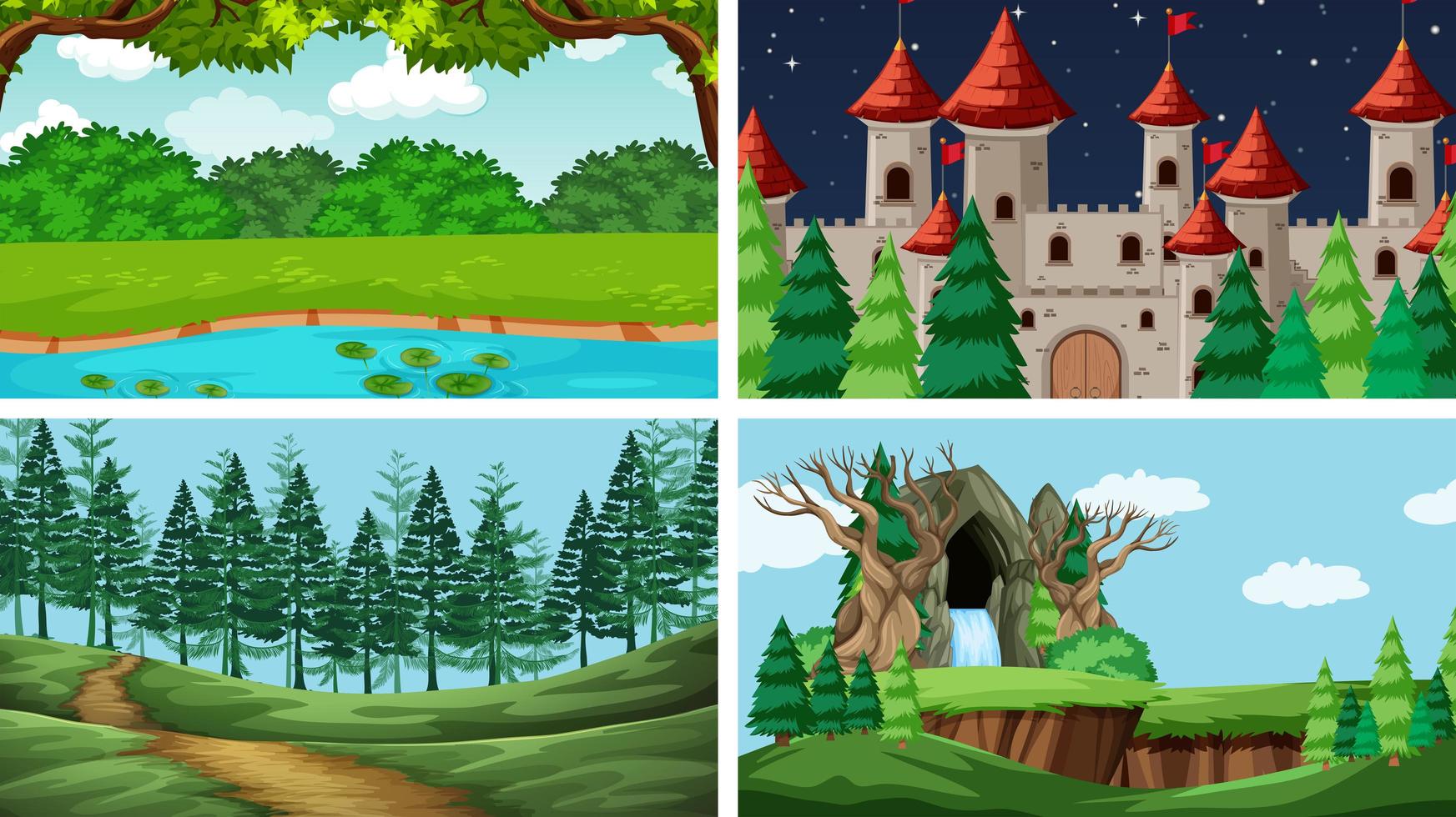 Set of scenes in nature  vector