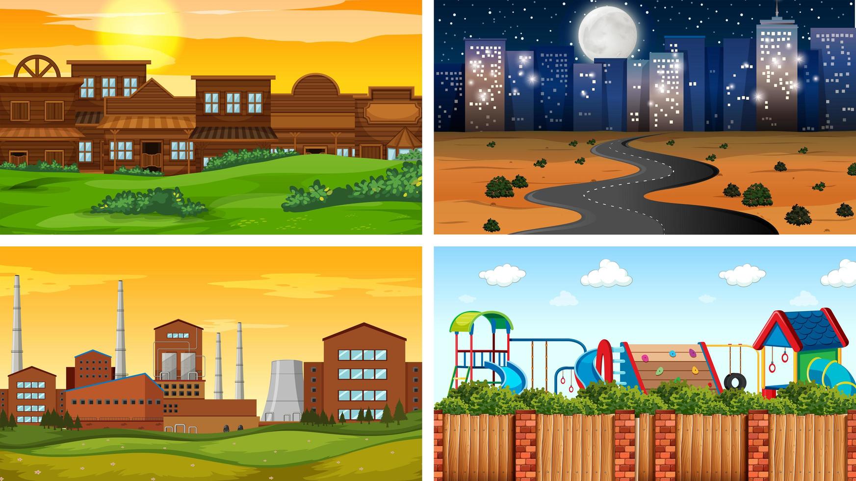 Set of outdoor urban scenes vector