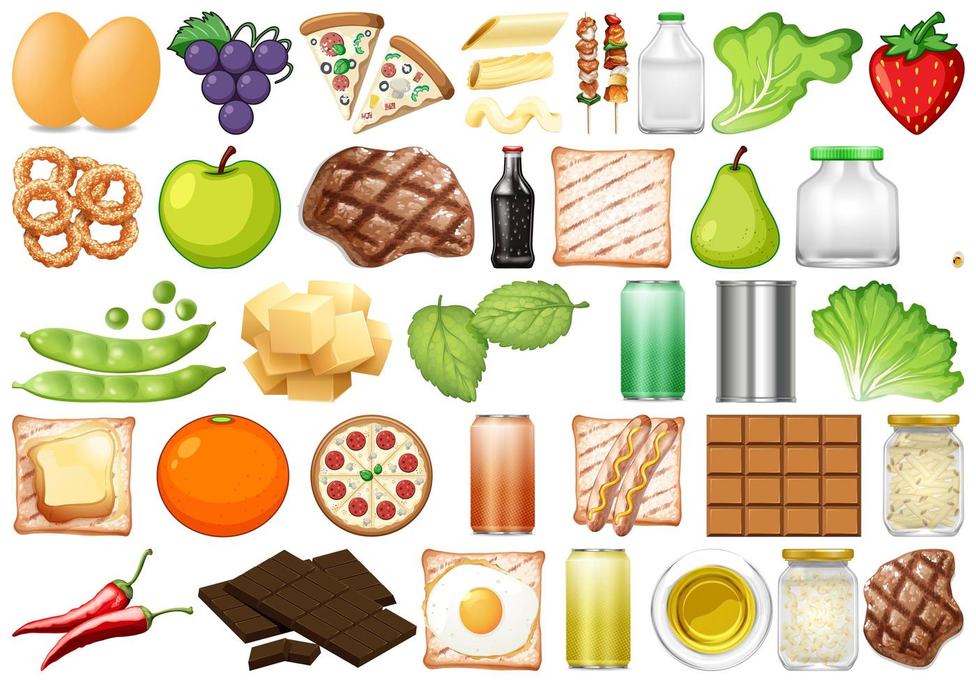 Set of isolated food objects vector