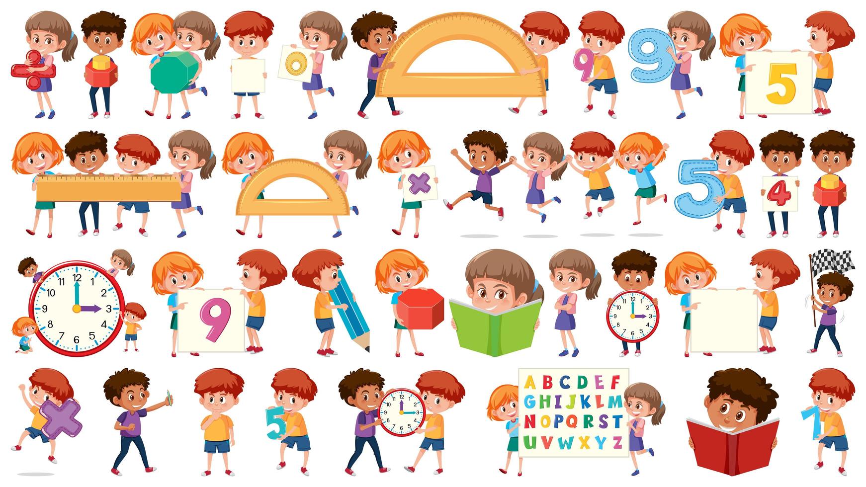 Conjunto de objetos matemáticos para niños vector