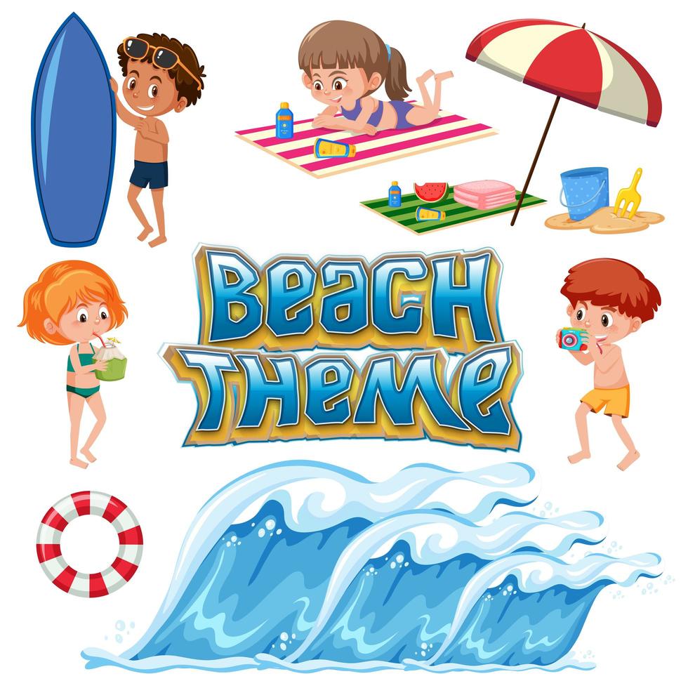 Set of beach element vector