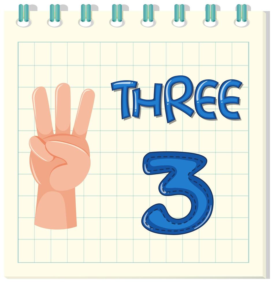 Number three on note template vector