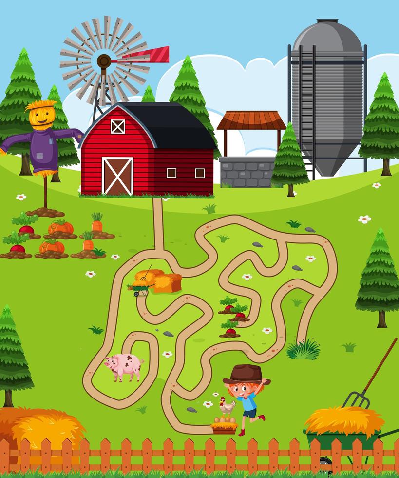 Farm puzzle game template vector