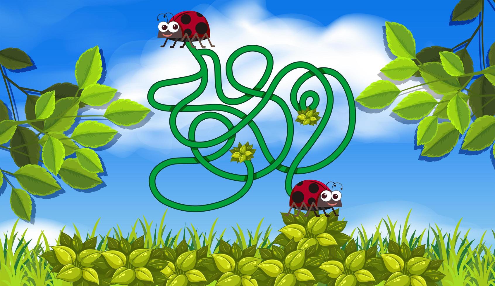 lady bug maze concept vector