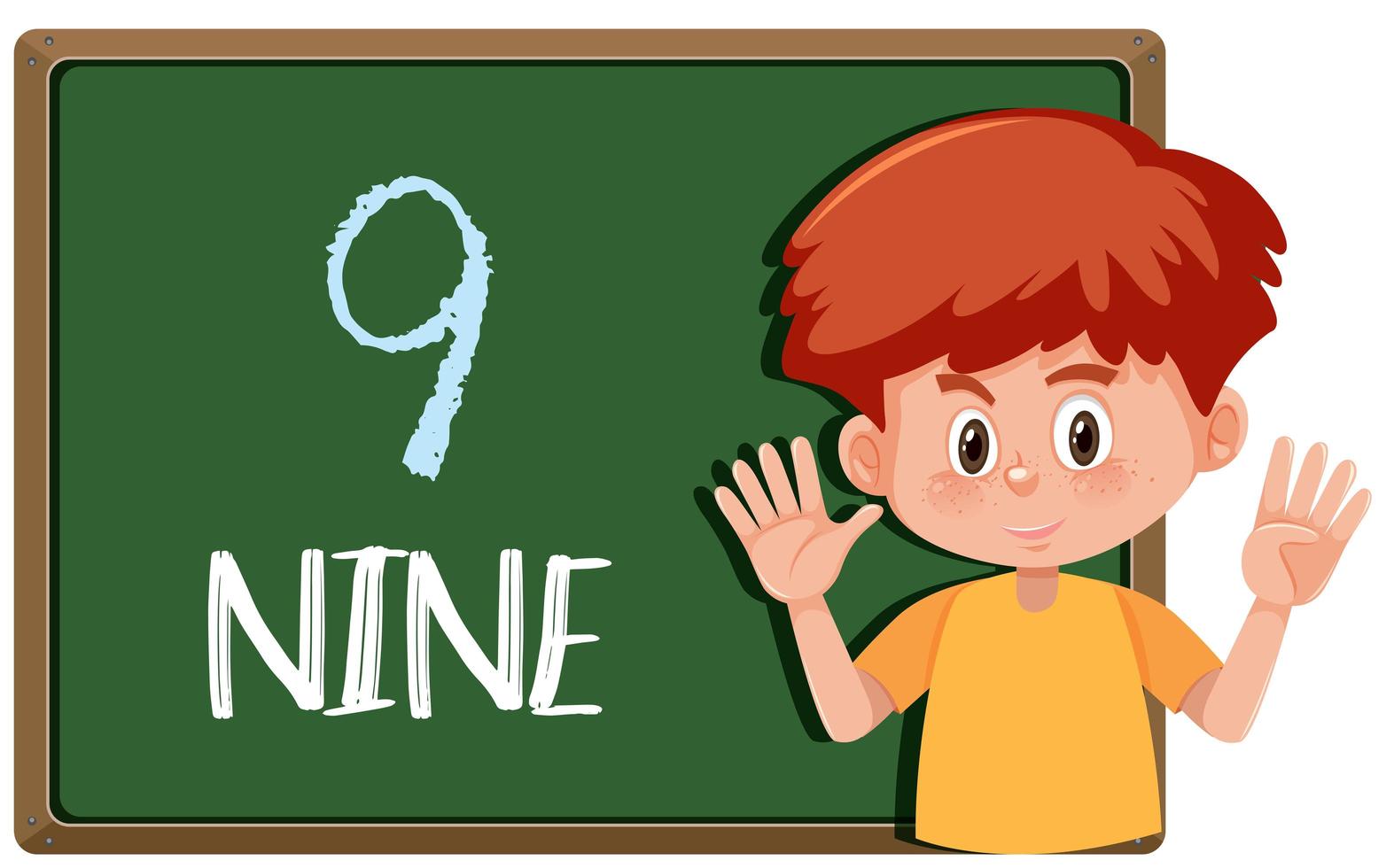 A boy with nine finger gesture vector