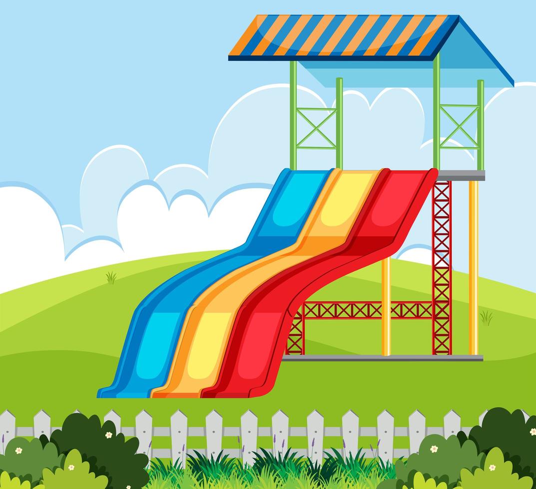 The slide at nature playground vector