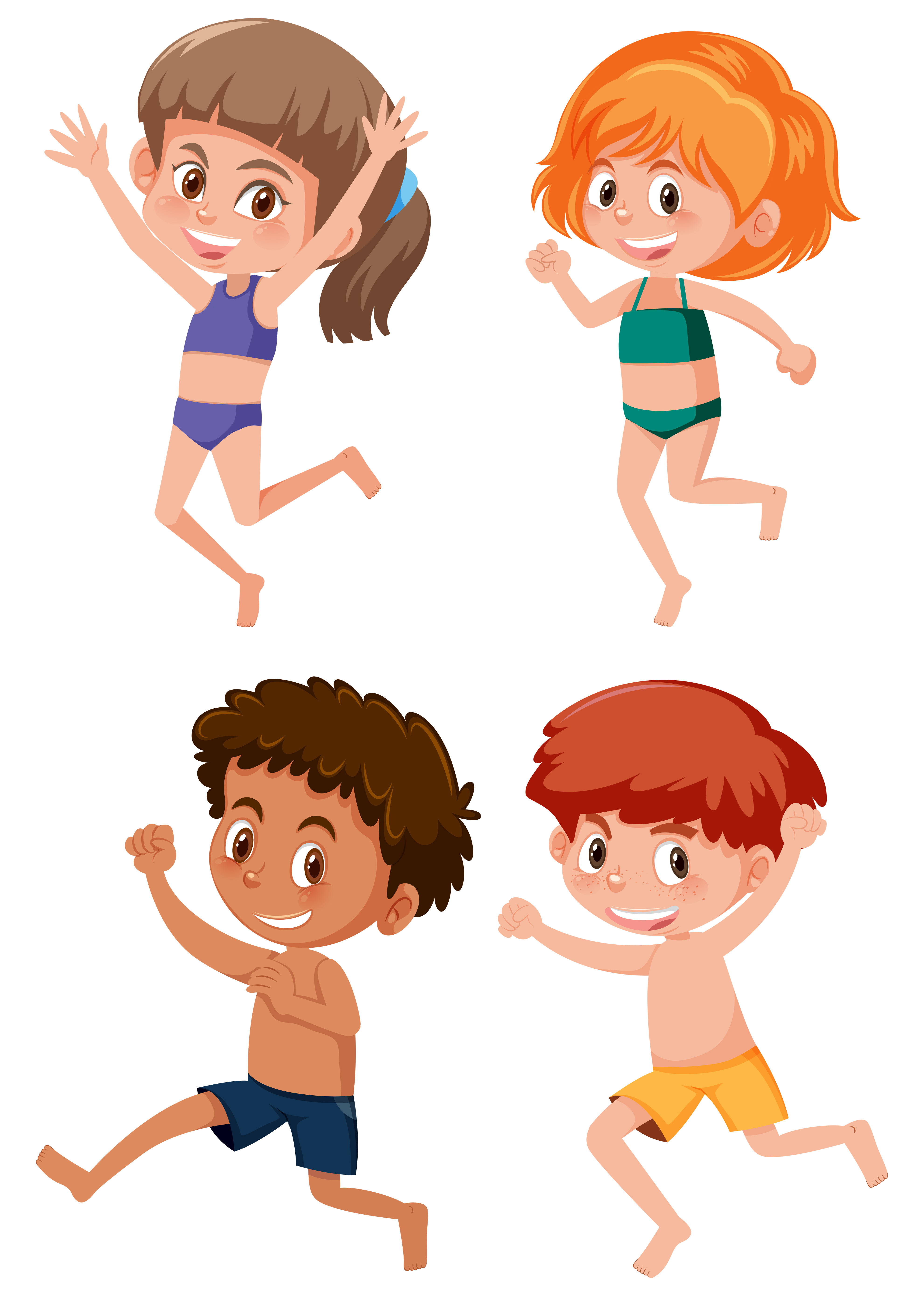 Happy kids waering swimwear 693621 Vector Art at Vecteezy