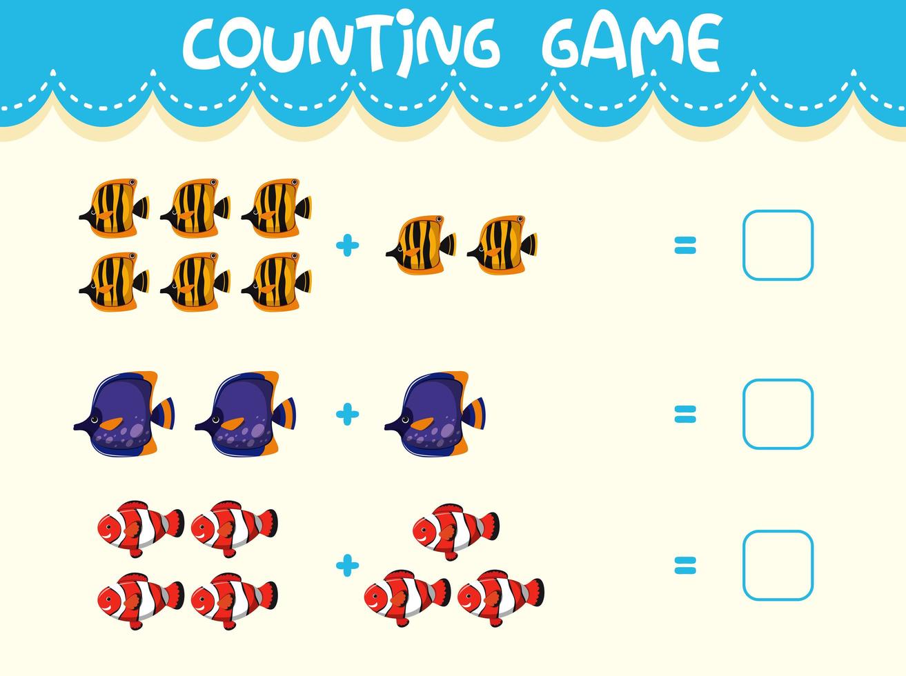 Math counting game template vector