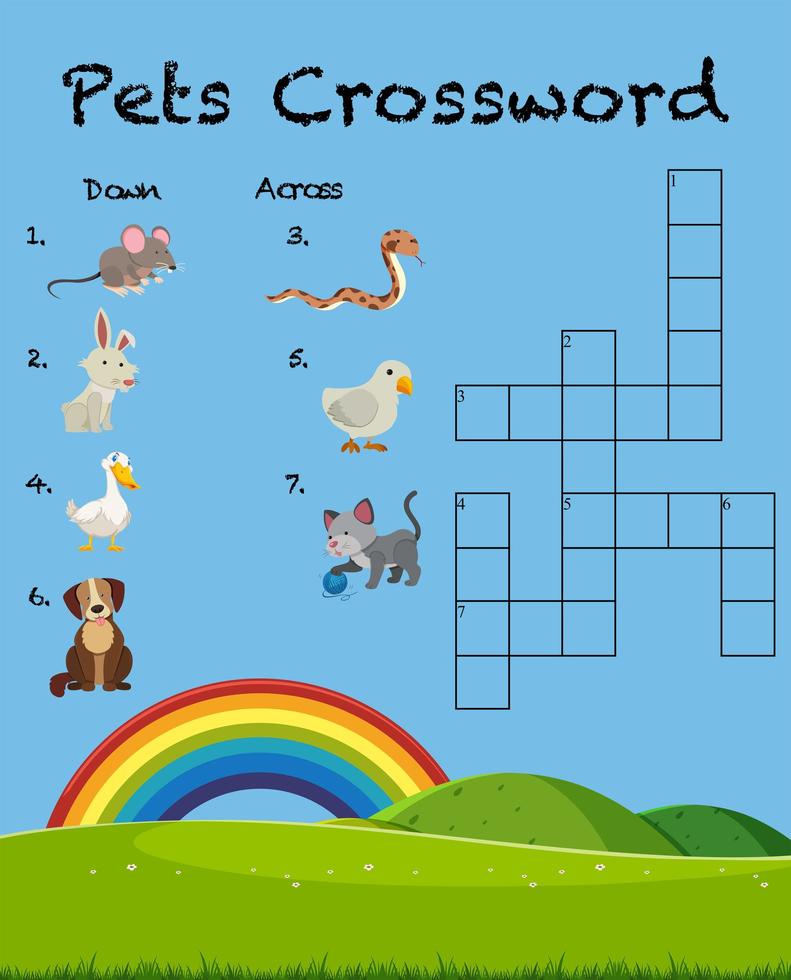 Plantilla de juego de crucigramas para mascotas vector