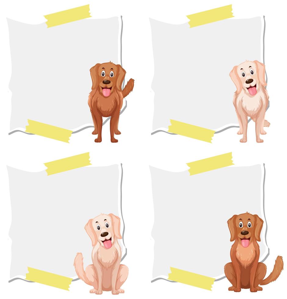 Set of dog on note template vector