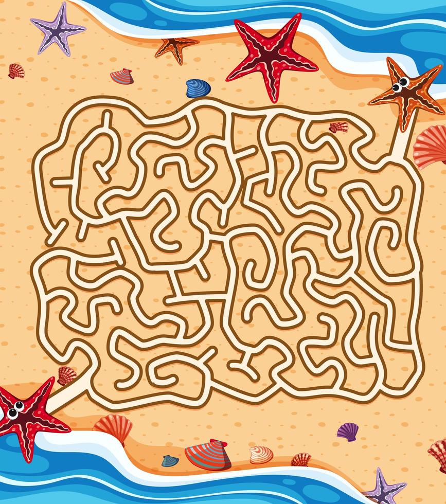 Summer beach maze puzzle game vector