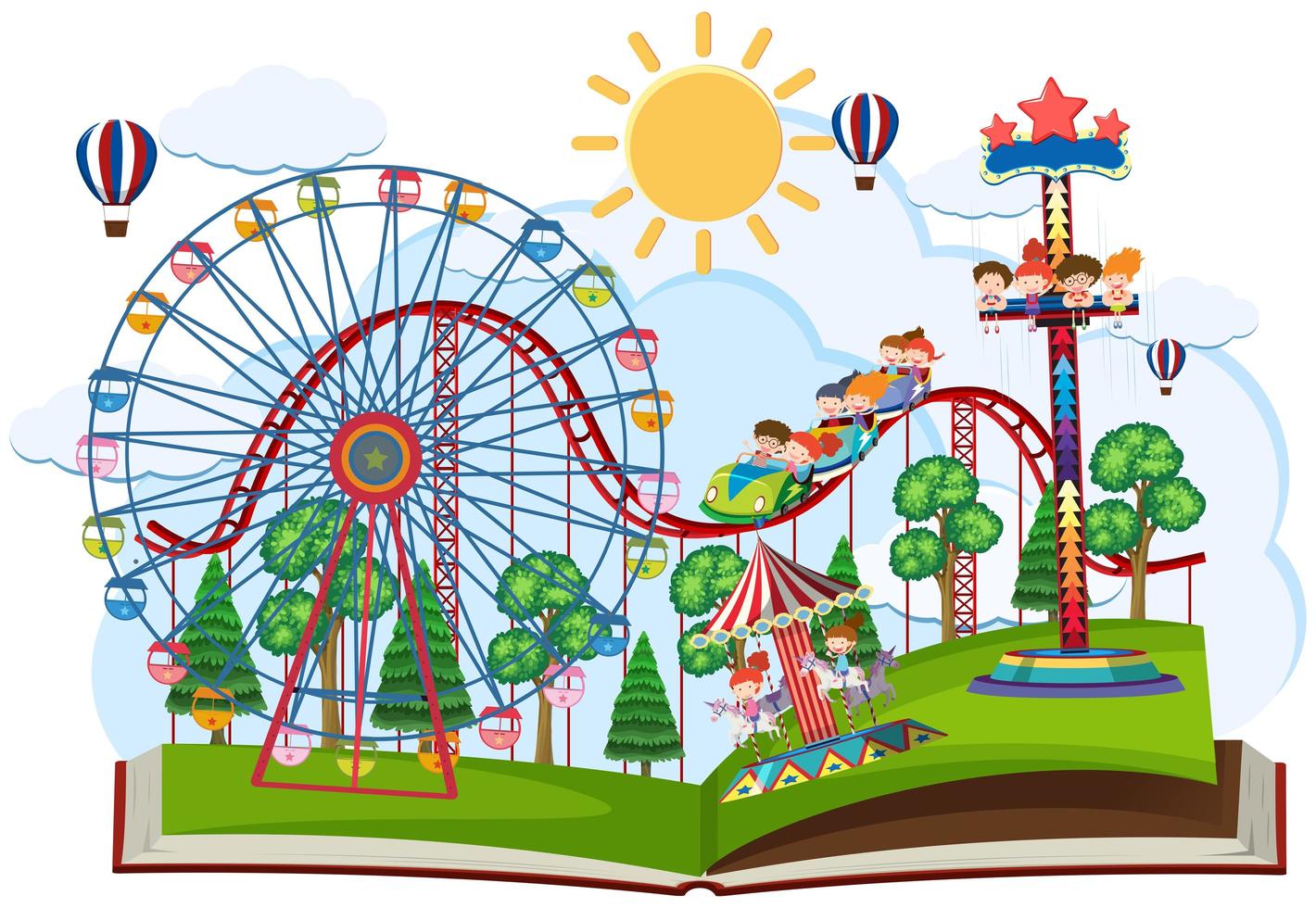 A pop up book fun fair theme vector