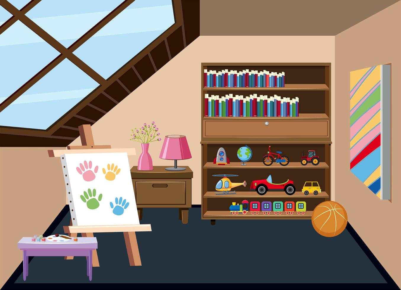 Interior de una sala de juegos para niños vector