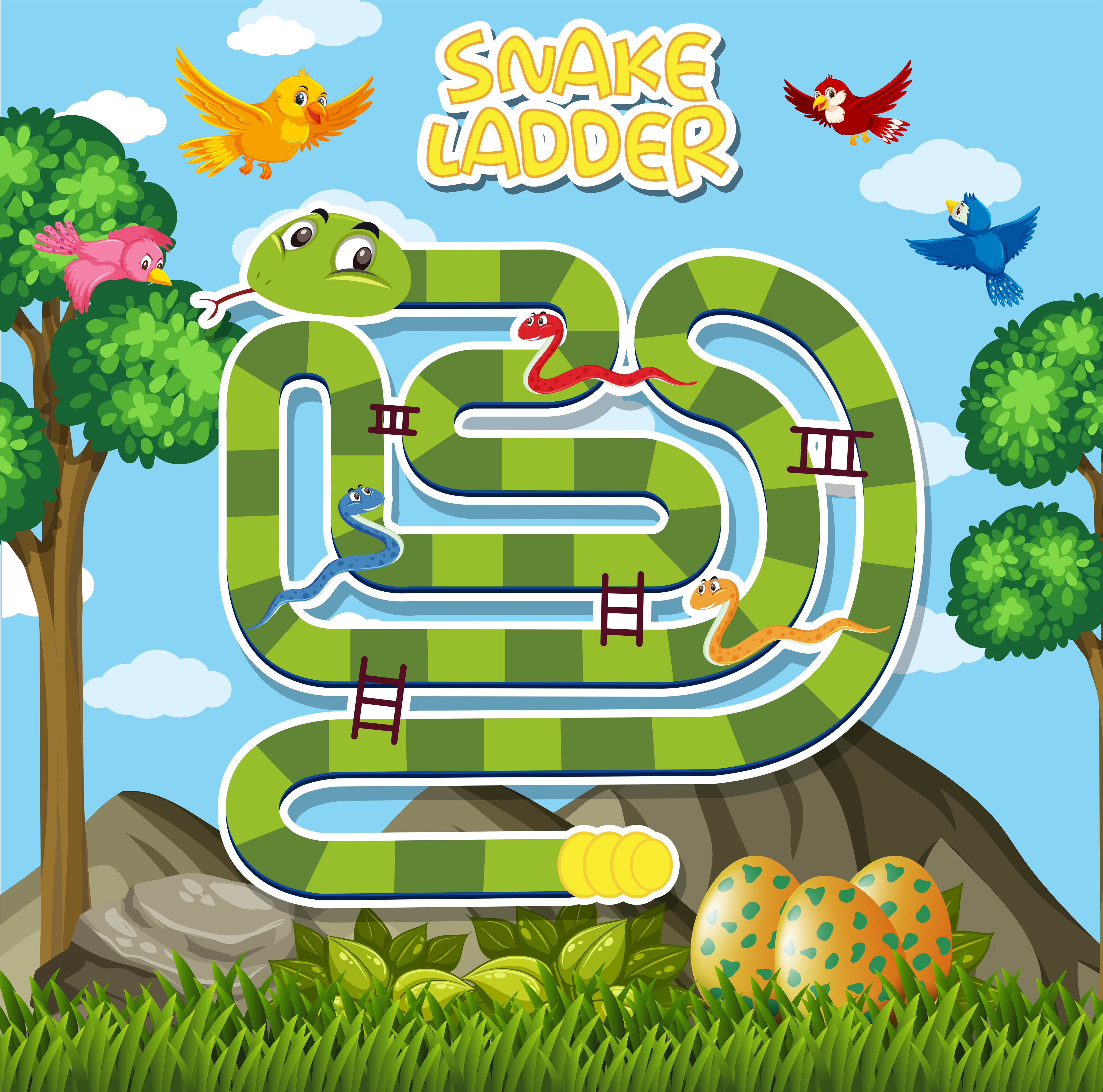 Snake And Ladder Board Game Jungle Theme - Arte vetorial de stock e mais  imagens de Jogo do Ganso - Jogo do Ganso, Cobra, Escada - Objeto  manufaturado - iStock