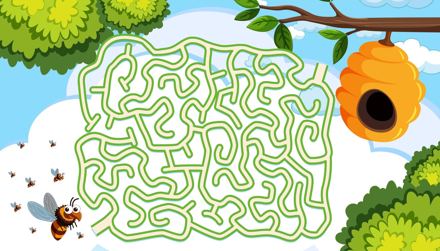 Beehive maze puzzle concept vector