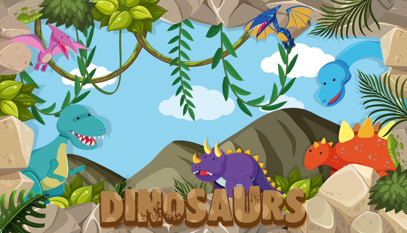 A frame of dinosaurs vector