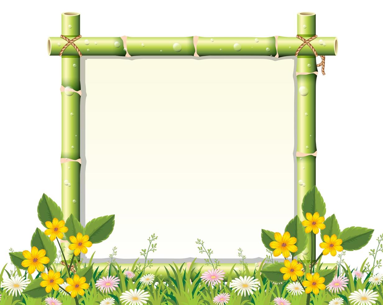 Bamboo and Flower Frame Background  vector