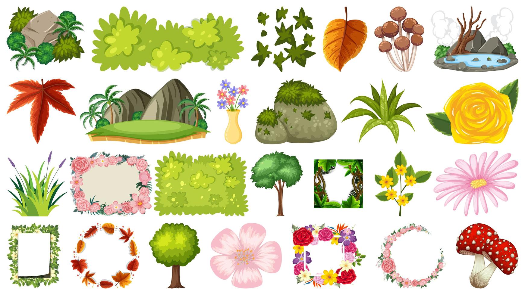 Plants and Flowers Set vector