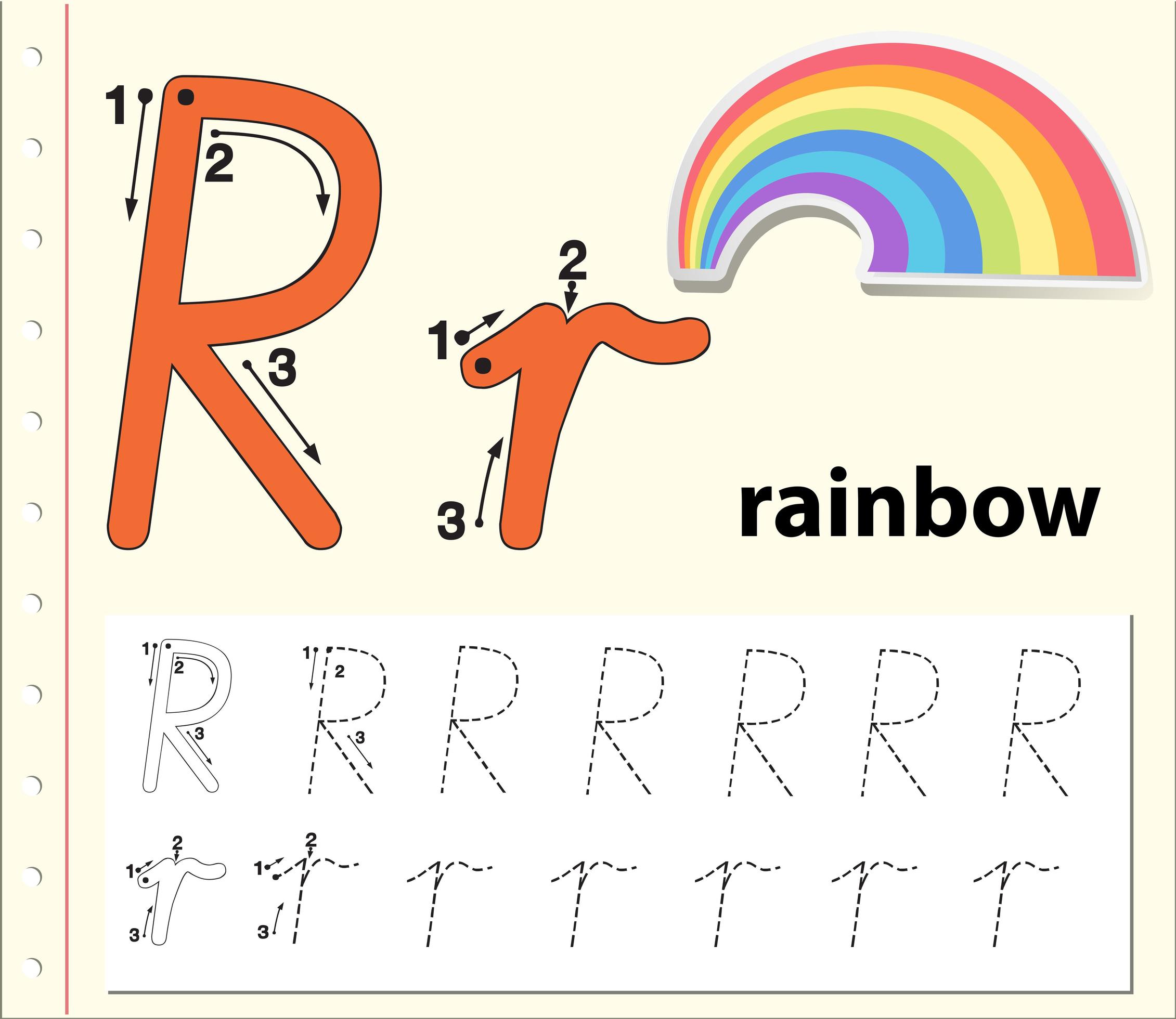letter r tracing alphabet worksheets 693699 vector art at vecteezy