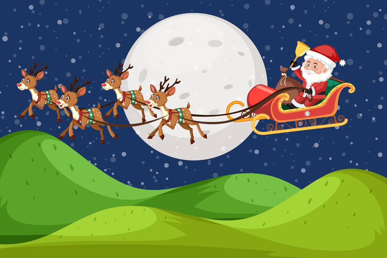 Fondo de escena de naturaleza con santa claus en la noche vector