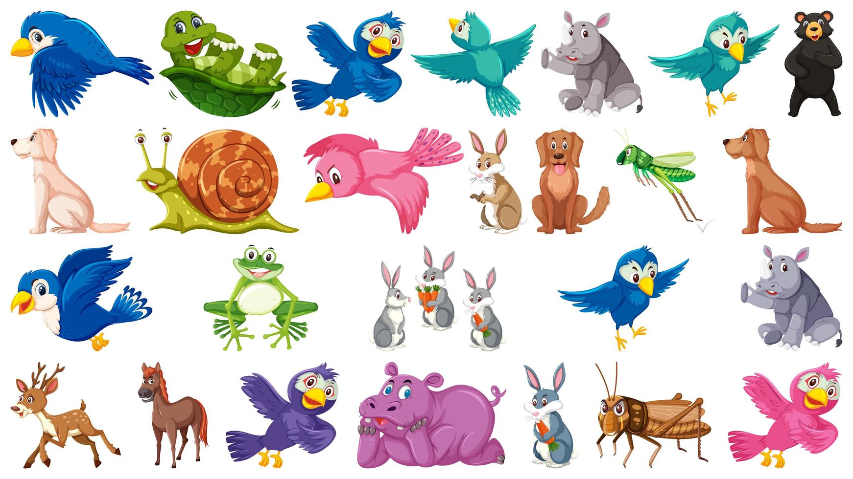 Set of animals and ornamentals  vector