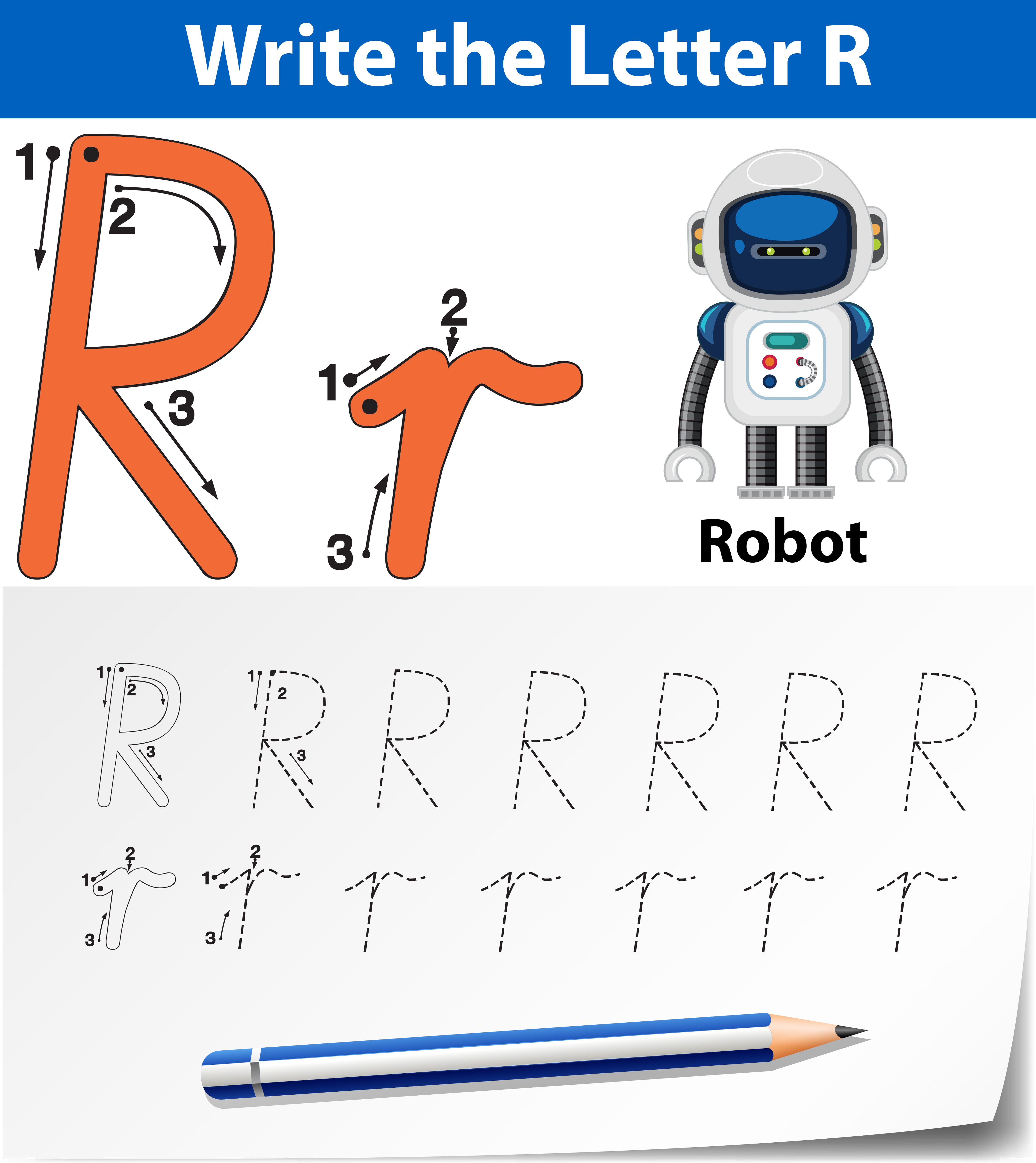 letter r tracing worksheets 693714 vector art at vecteezy