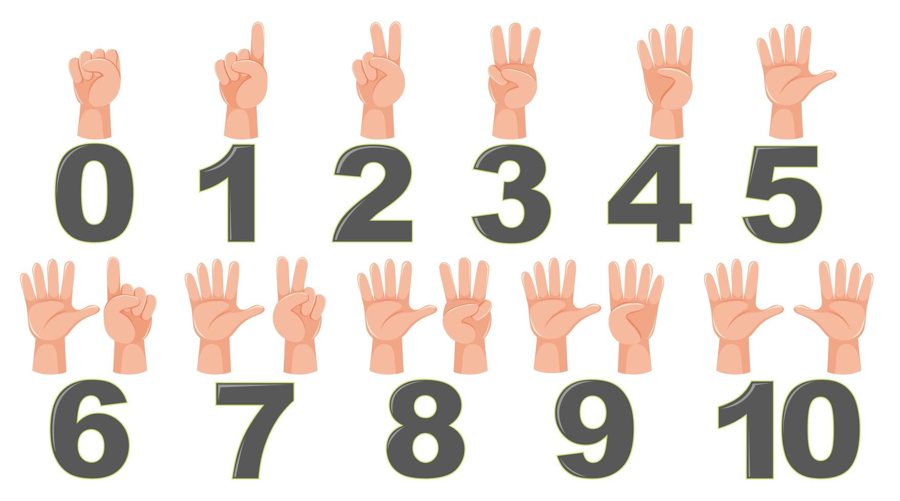 Math count finger gesture vector