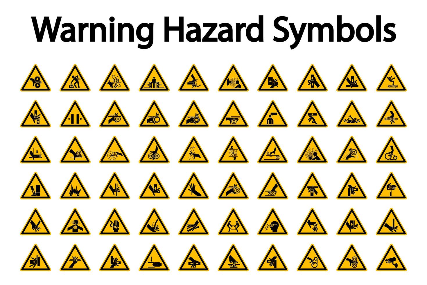 Triangular Warning Hazard Sign Set vector