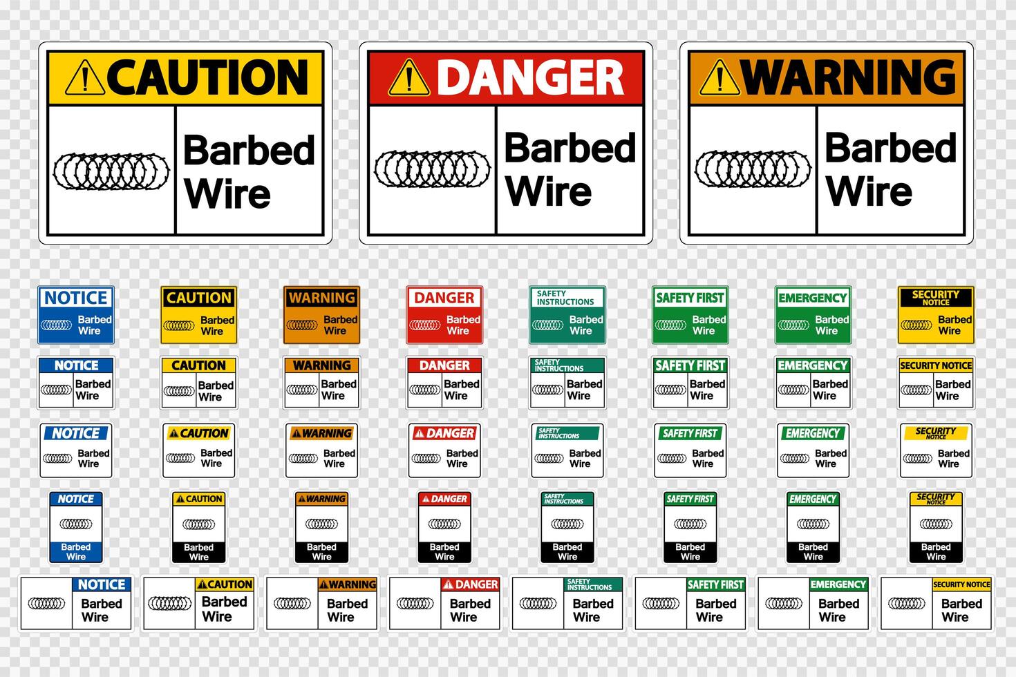 Barbed Wire Signs on transparent background vector