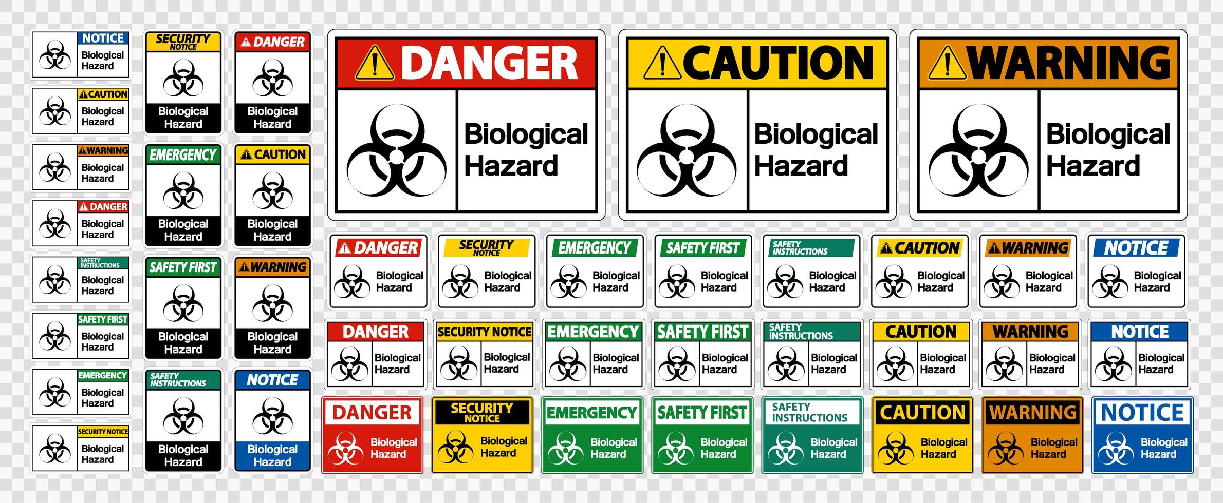 Signos de símbolo de peligro biológico sobre fondo blanco vector