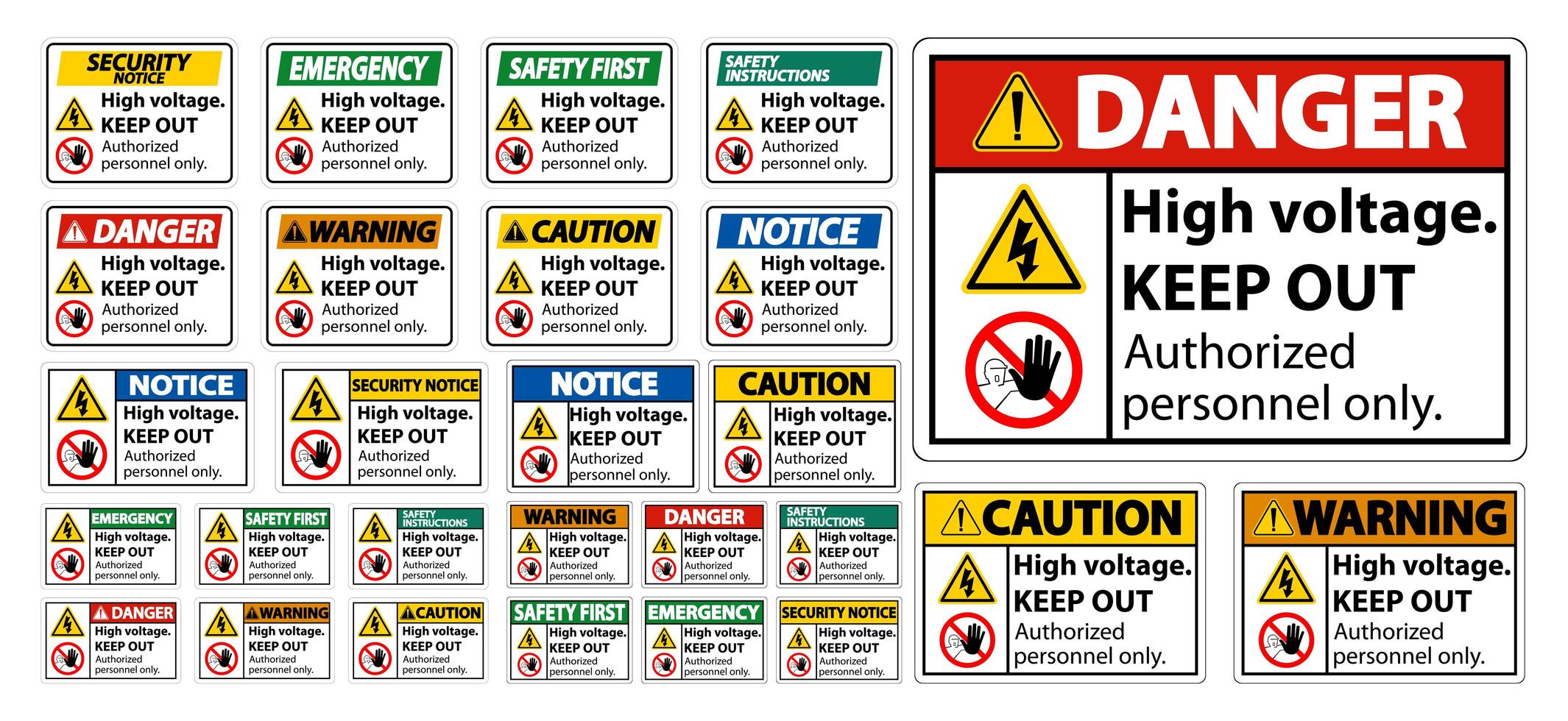 High Voltage Keep Out Sign Set vector