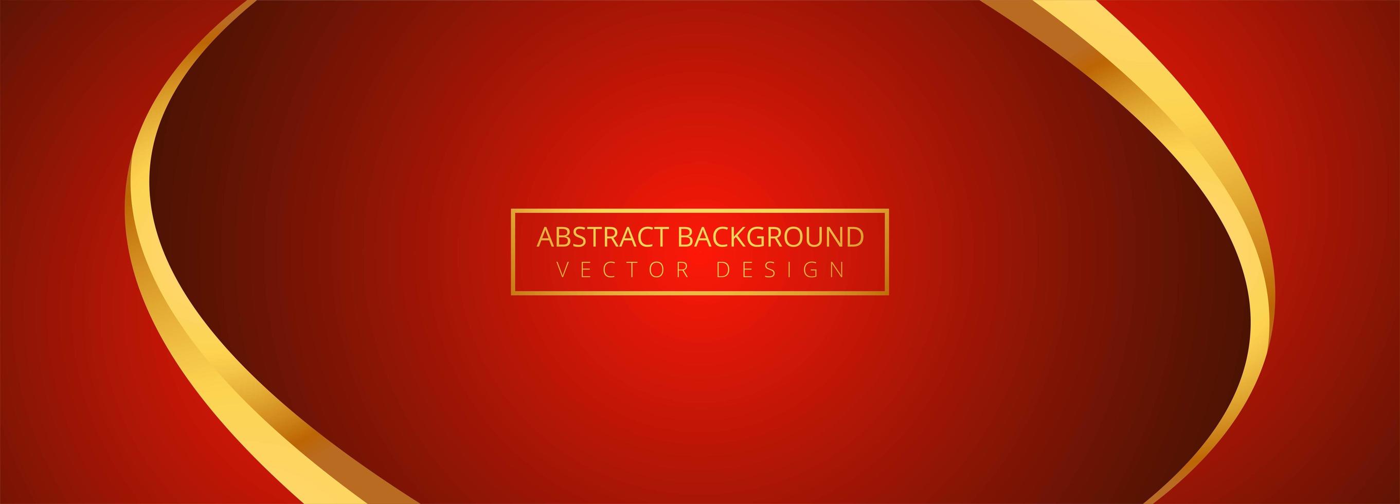 Abstract golden wave with red banner background vector