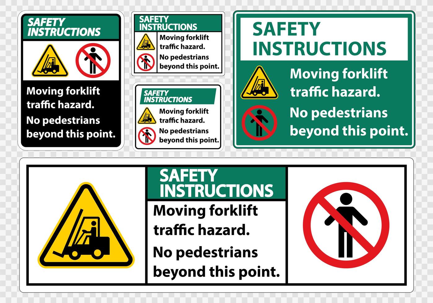 Moving forklift traffic hazard set vector