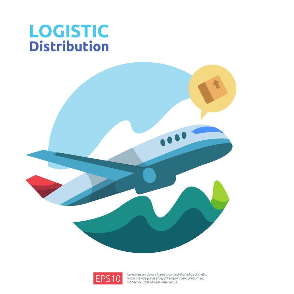 concepto de carga de avión de distribución logística vector