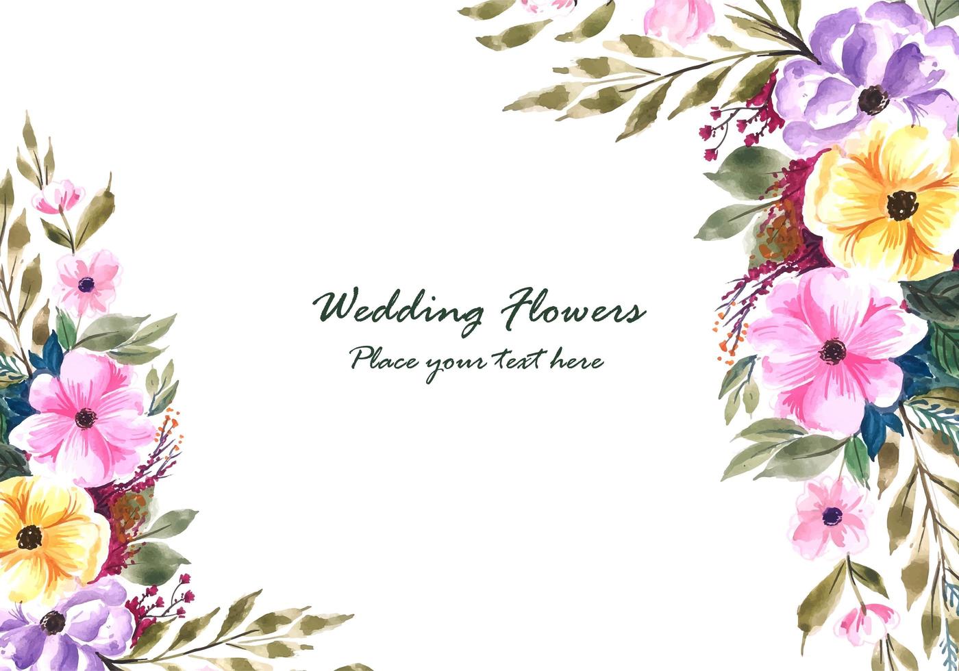 Wedding decorative flowers frame with invitation card background vector