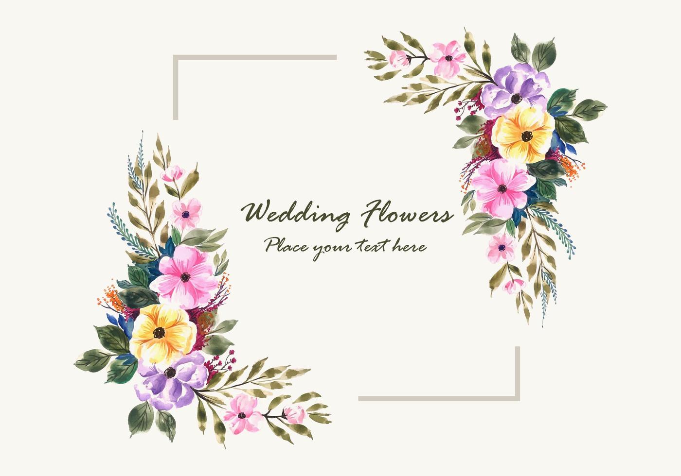 diseño de tarjeta de marco de flores de invitación de boda vector