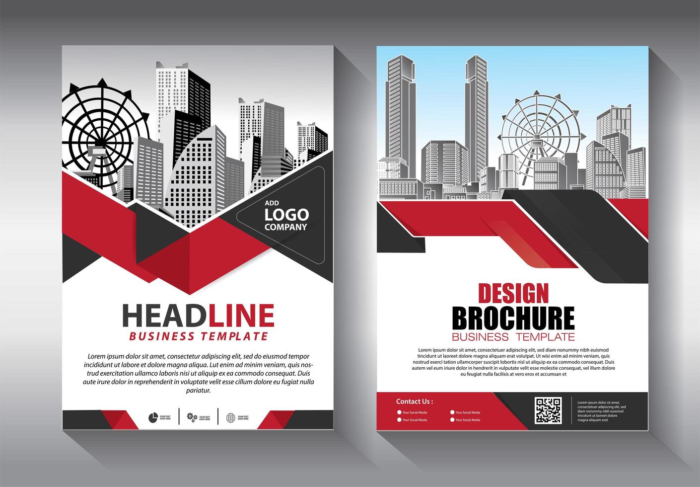 Red and Black Angle Design Flyer template vector