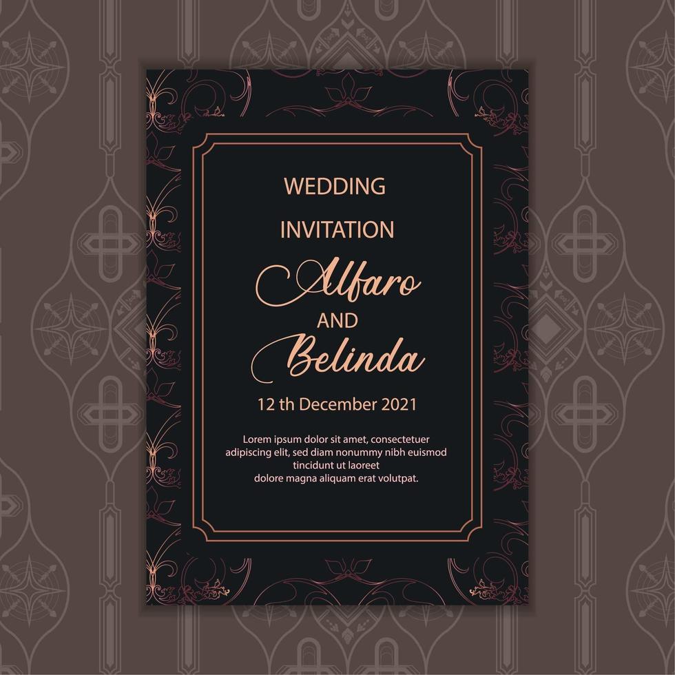 Dark Luxury Pattern Invitation Card Template vector