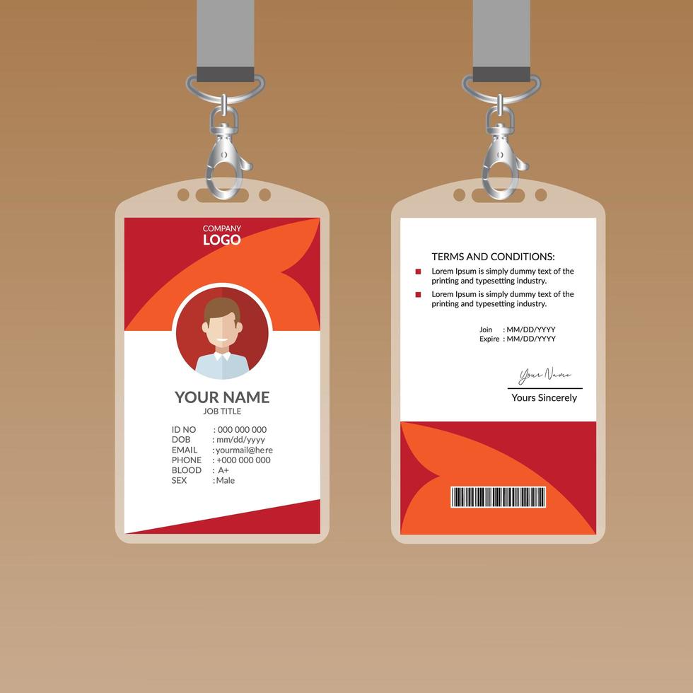 Red Elegant ID Card Design Template vector