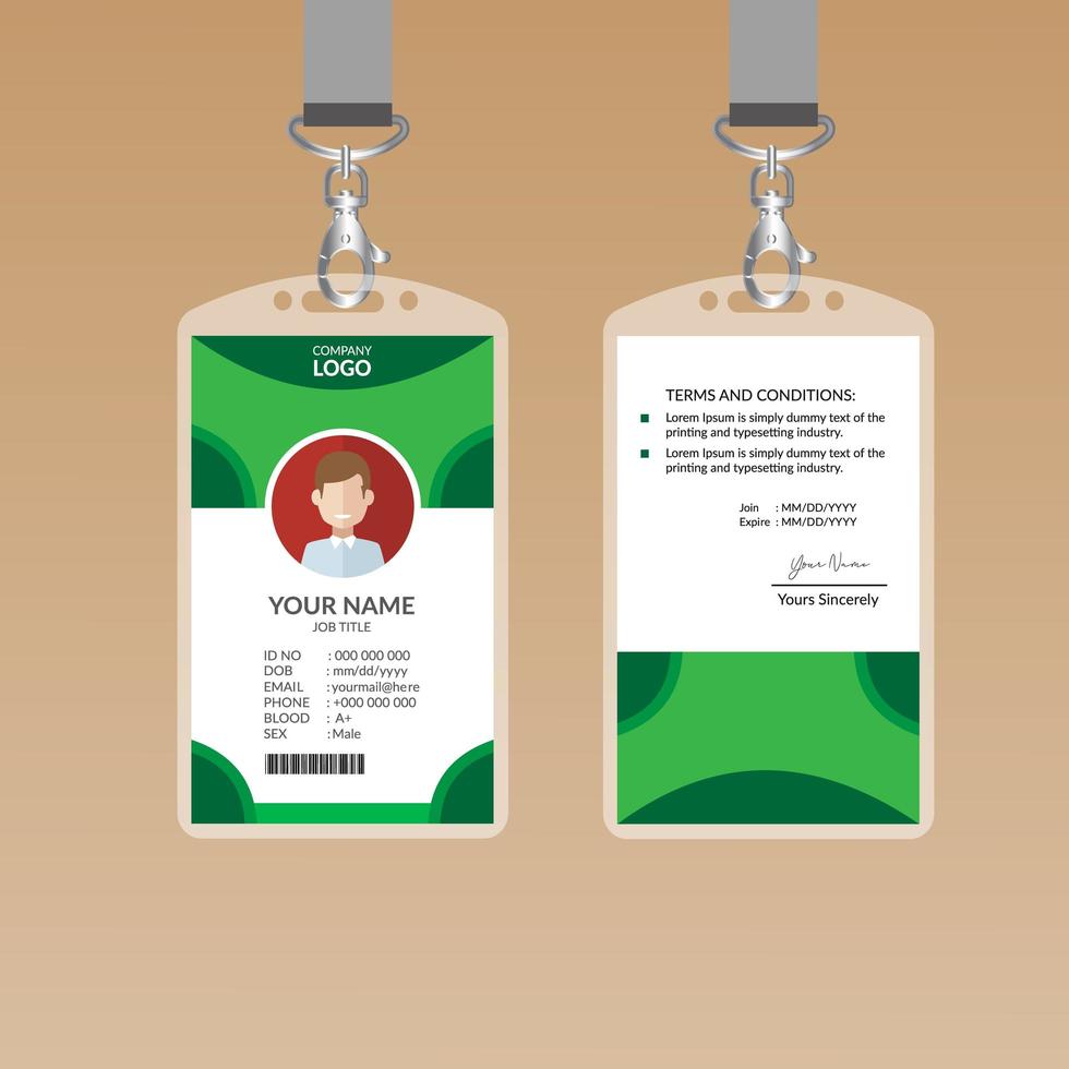 Plantilla de diseño de tarjeta de identificación verde vector