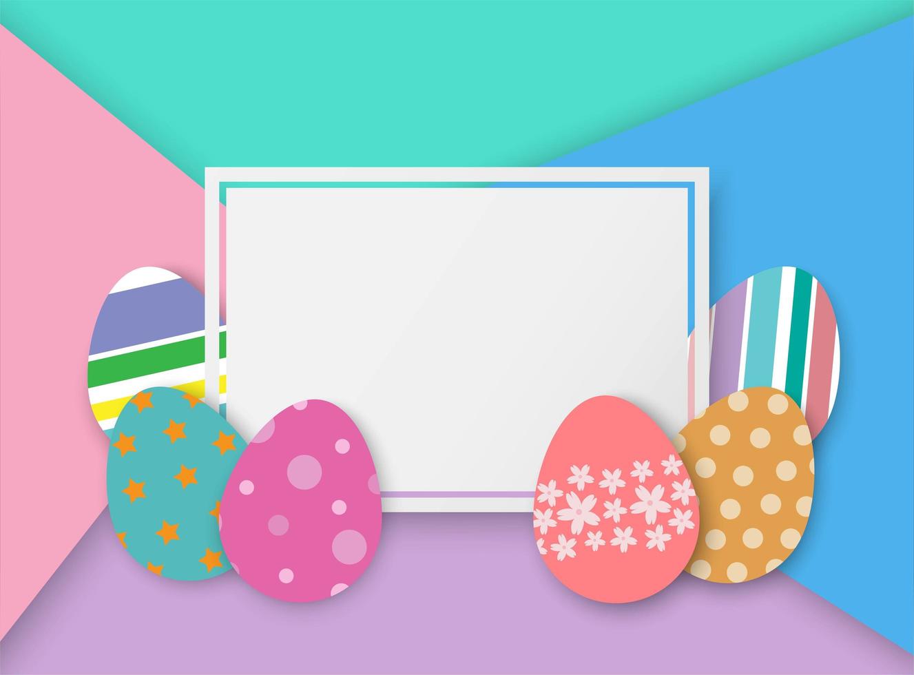 Easter eggs in square frame vector